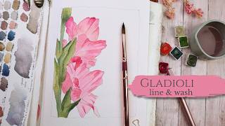 Easy gladioli watercolour technique