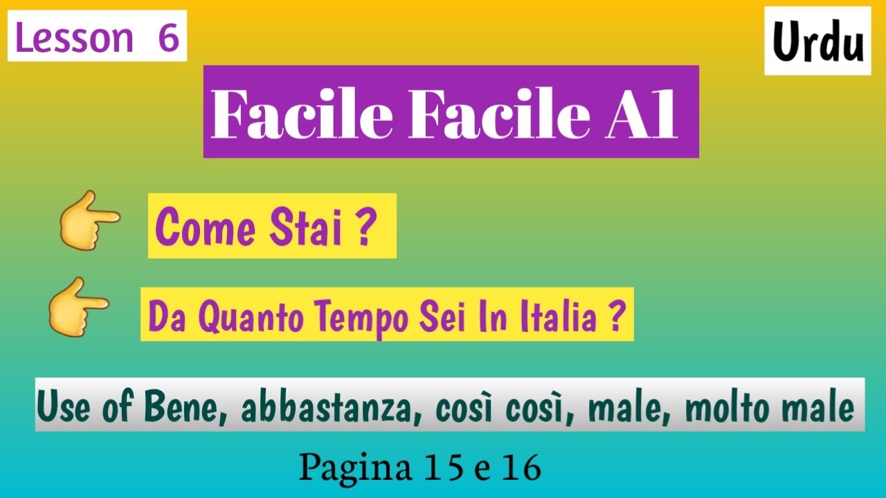 Facile Facile A1, Lesson 6