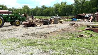 Cleanup underway after strong winds blow down barn in Greene County