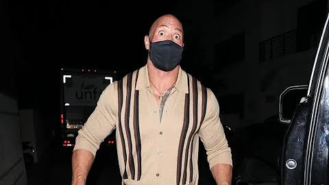 THE ROCK Dwayne Johnson enjoys dinner with his wif...