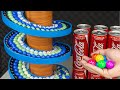 マーブルランレースASMR☆コカ・コーラゼロビルディングタワー&手作り木製カラフル