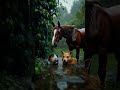 We really don't like rain !! #animals #animation #guineapig #dog #horse #rain #shorts #weather