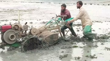 How to Remove Power Tiller From Mud | Power Tiller Stuck in Deep Mud | Power Tiller Water Land_EP-4