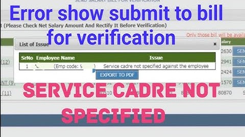 #IHRMS ERROR CODE  Service Cadre not specified