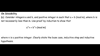 [Math]On Divisibility a Consider integers a and b, and positive integer m such that a = b mod m, whe