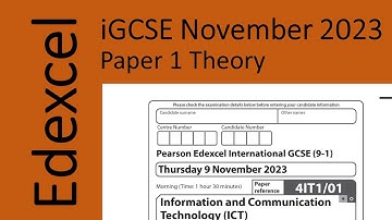 Edexcel iGCSE ICT Paper 1 November 2023