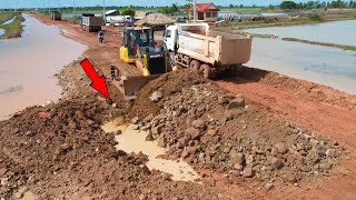 Incredible Nice Build Long Road Protection Flood by Skill Operator Bulldozer SHANTUI Pushing Stone