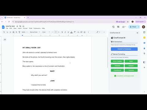 CineFormat AI – Convert Any Text Into Screenplay Format in Google Docs