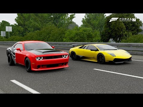 forza-7-drag-race:-dodge-demon-vs-lamborghini-murcielago-lp670-4-sv