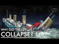 Why did Titanic's funnels fall?