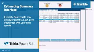 Get more detailed and structured estimates with interactive estimate cost summary in Tekla PowerFab