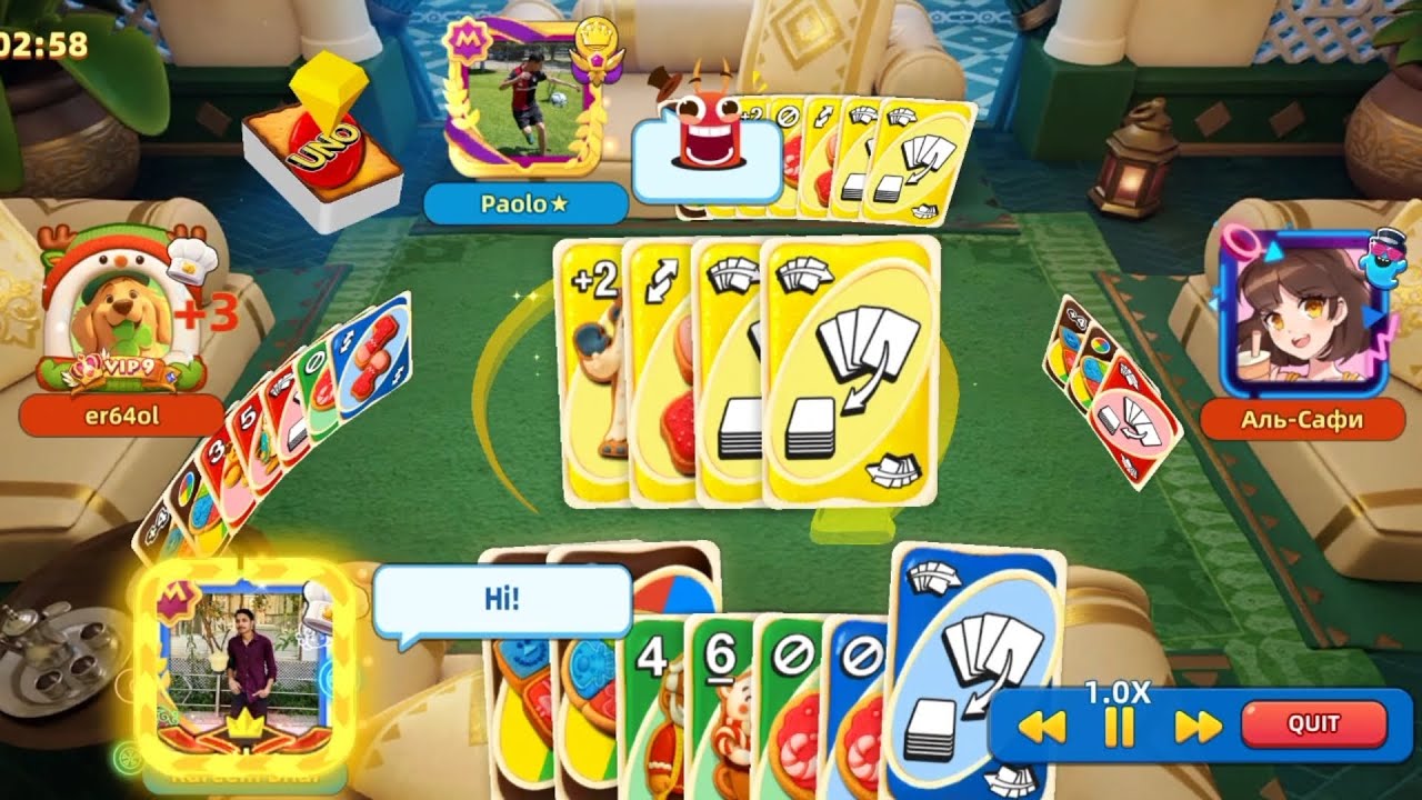 Uno mobile game || x600 play with paolo 🥳🕺 Uno! Uno with kareem