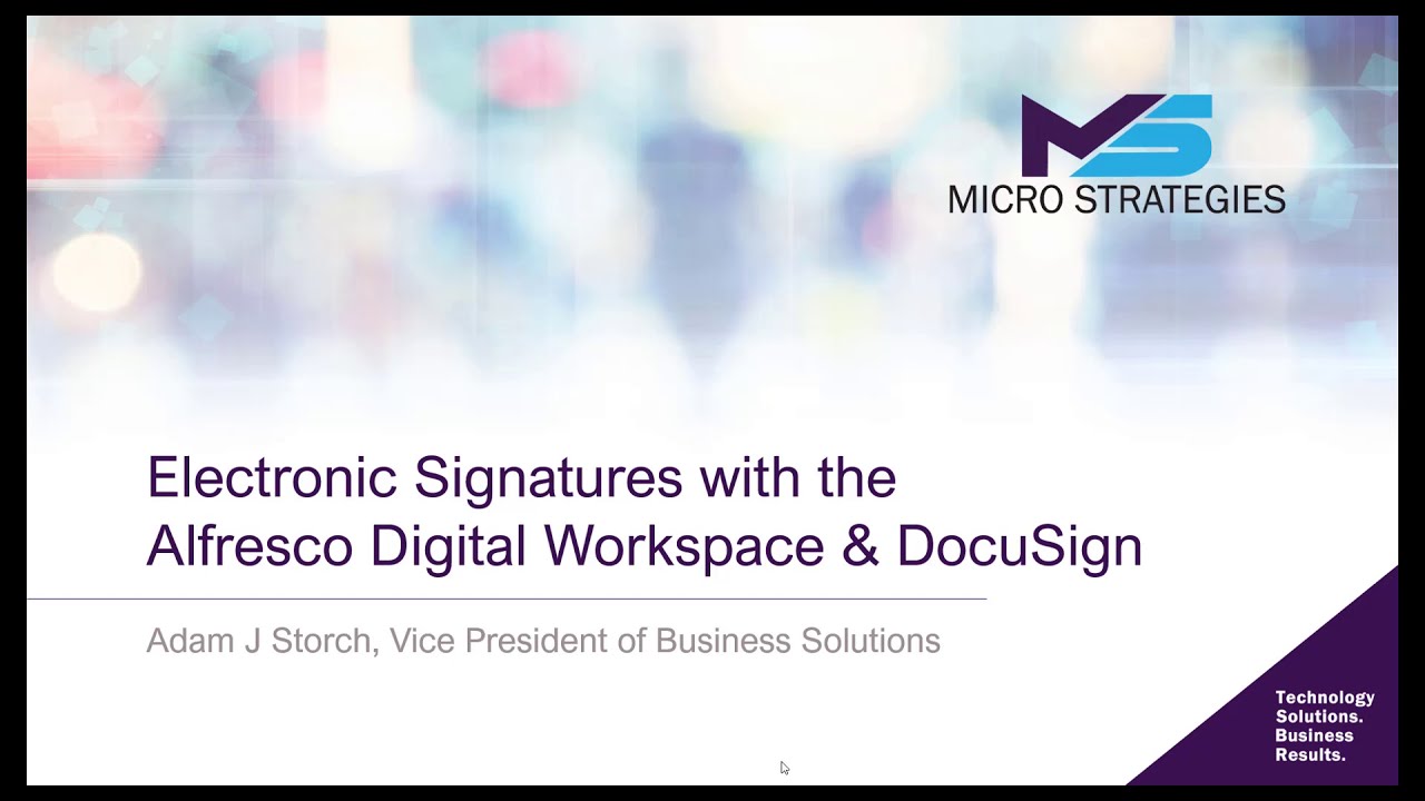 Electronic Signatures with the Alfresco Digital Workplace & DocuSign