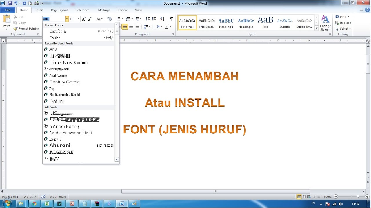 MENAMBAH FONT  KOMPUTER  YouTube