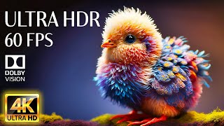 PEACEFUL ANIMALS - 4K HDR 60fps Dolby Vision with Animal Sounds & Relaxing Music (Colorful Dynamic)