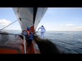 Behind the scenes: Queen Mary 2 Captain photographed on the bulbous bow