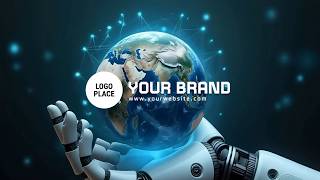 AI Earth Robot Techno Business Company Logo Reveal Intro Video Template (Customizable) - FlexClip