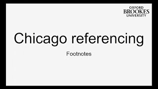 Chicago referencing: Footnotes
