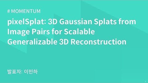 AIKU 24-2 Momentum 3회 : pixelSplat