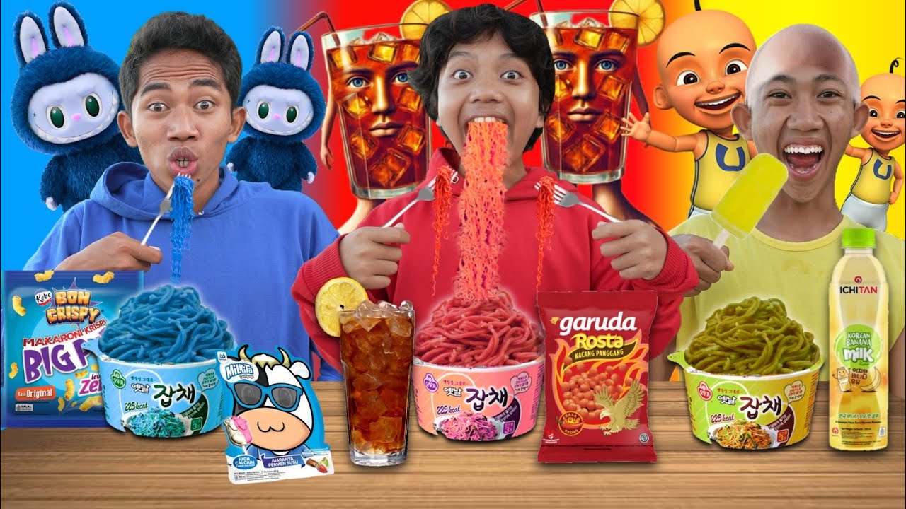 PILIH MAKANAN 1 WARNA Sesuai KARAKTER ANOMALI ES TEH vs Labubu BIRU vs UPIN IPIN?? | Mikael TubeHD