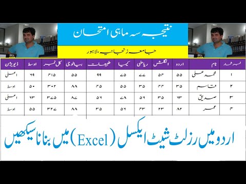 How to create Marksheet in Excel In Urdu Language