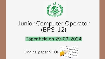 PPSC Junior Computer Operator | Paper held on 29-09-2024