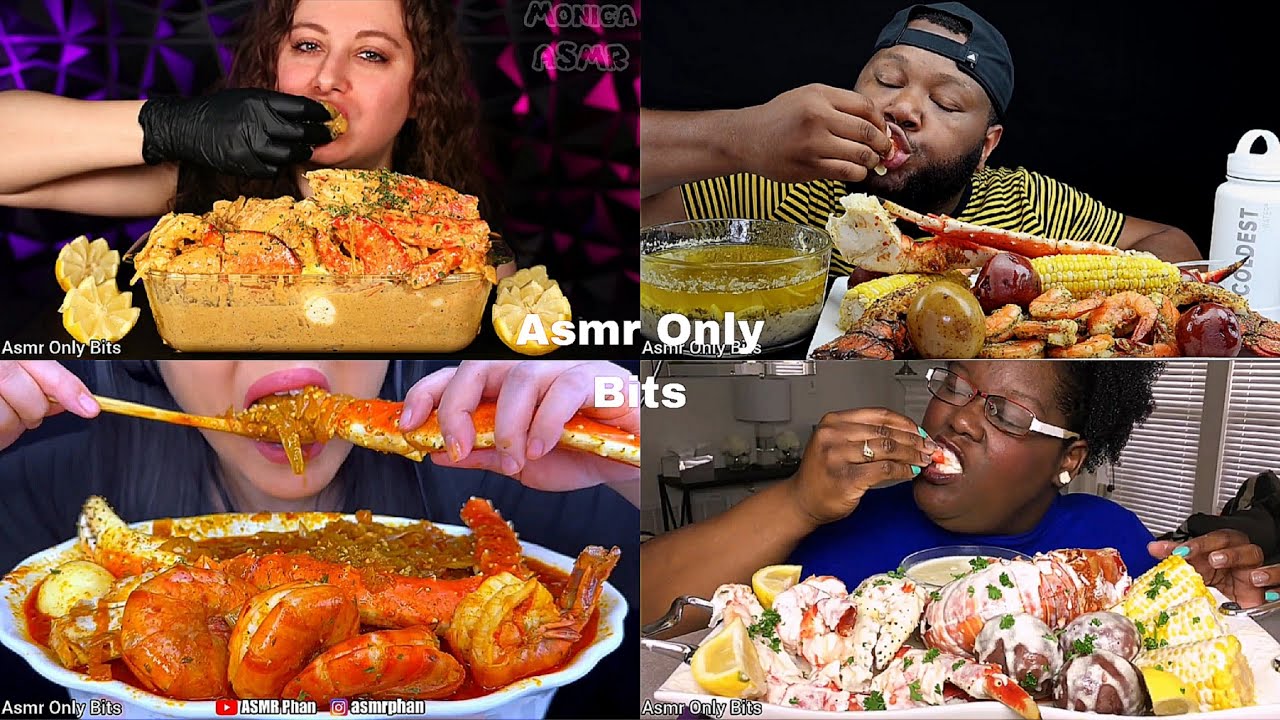 ASMR Spicy Seafood Boiled Compilation//Compilation//no talking///Bites only//asmr Mukbang//asmr food