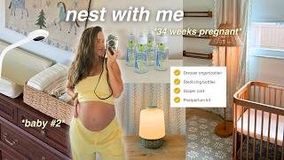 Full NEST WITH ME FOR BABY #2 🐣 nursery dresser organization, sterilizing bottles, bedside diaper cart! Guide