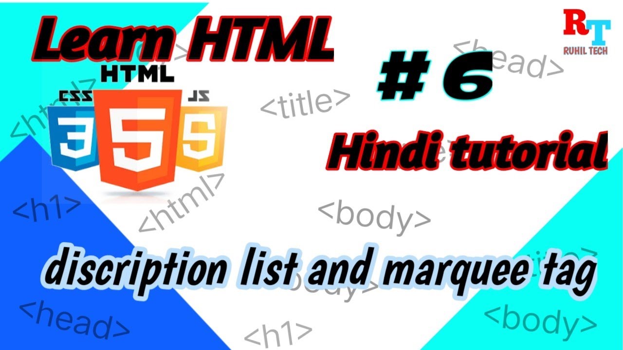 learn html #6 | html list tags Hindi tutorial | html list and marquee tags Hindi 