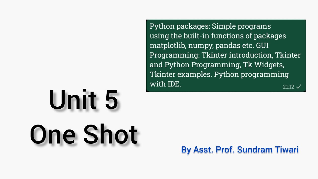 Python Unit 5 One Shot || Unit 5 All topic Revision || AKTU Python Unit ...
