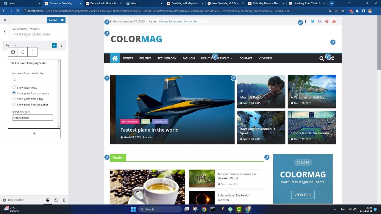 การใช้งาน Wordpress ติดตั้งธีม ColorMag Import Demos 2023 - YouTube