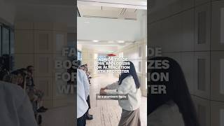 Fashion trade boss apologizes for altercation with protester