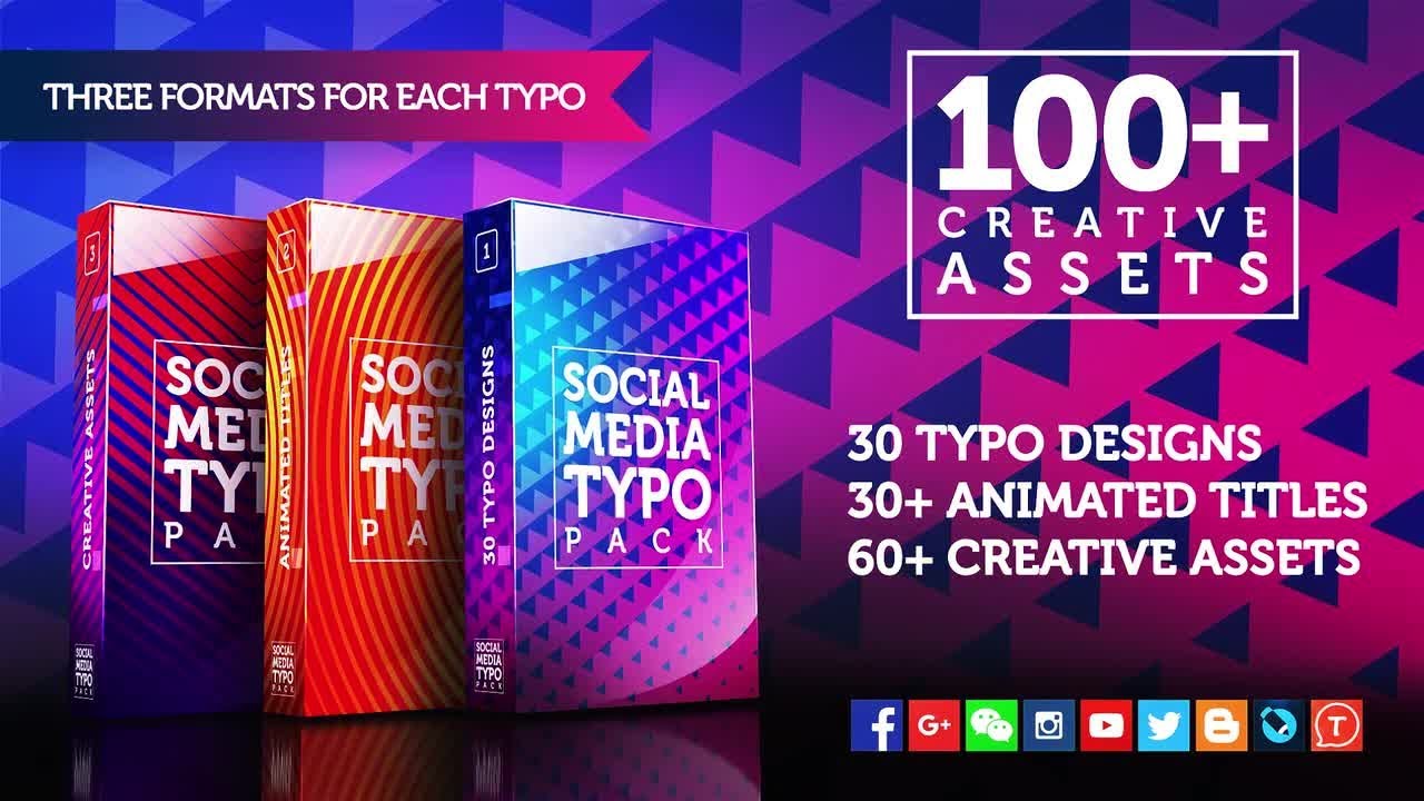 100 Social  Media  Typo Pack Premiere  Pro  Templates  YouTube