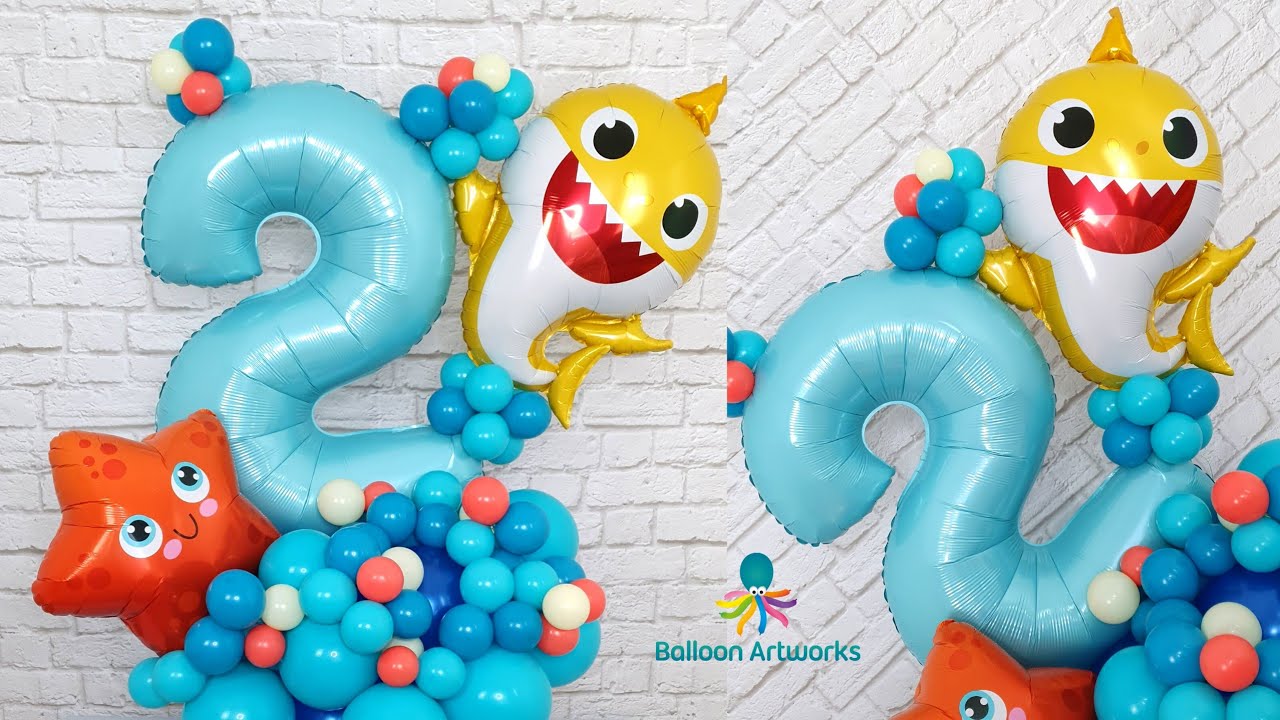 Baby Shark Balloon Party / 2nd Birthday Decoration Ideas At Home / Baby Shark  Balloon Tutorial 