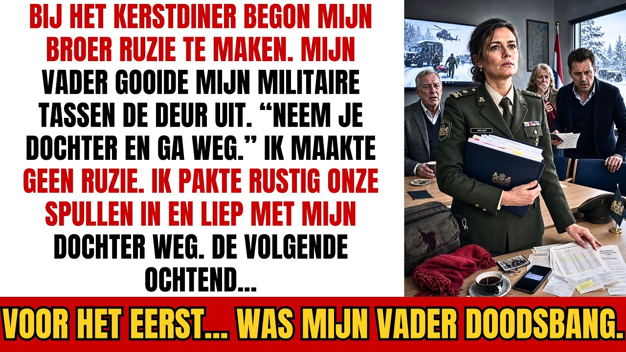 De sneeuw viel dichter en de stem van mijn vader was nog harder: “Als jij hier geen respect voor je broer kunt tonen, pak dan je dochter en vertrek.” Ik stond daar in mijn ceremonieel uniform,...