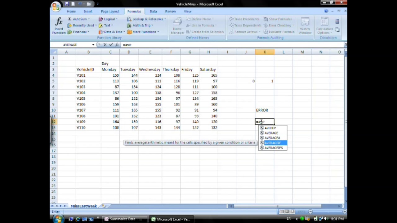 Excel20071 Summarize Data YouTube