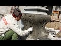 Construction &amp; Decorate Beautiful Columns Foot | Fastest Column foot Building Tips