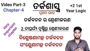 +2 1st Year Logic subject, unit 4, ତର୍କବଚନ ଶ୍ରେଣୀକରଣ, proposition classification