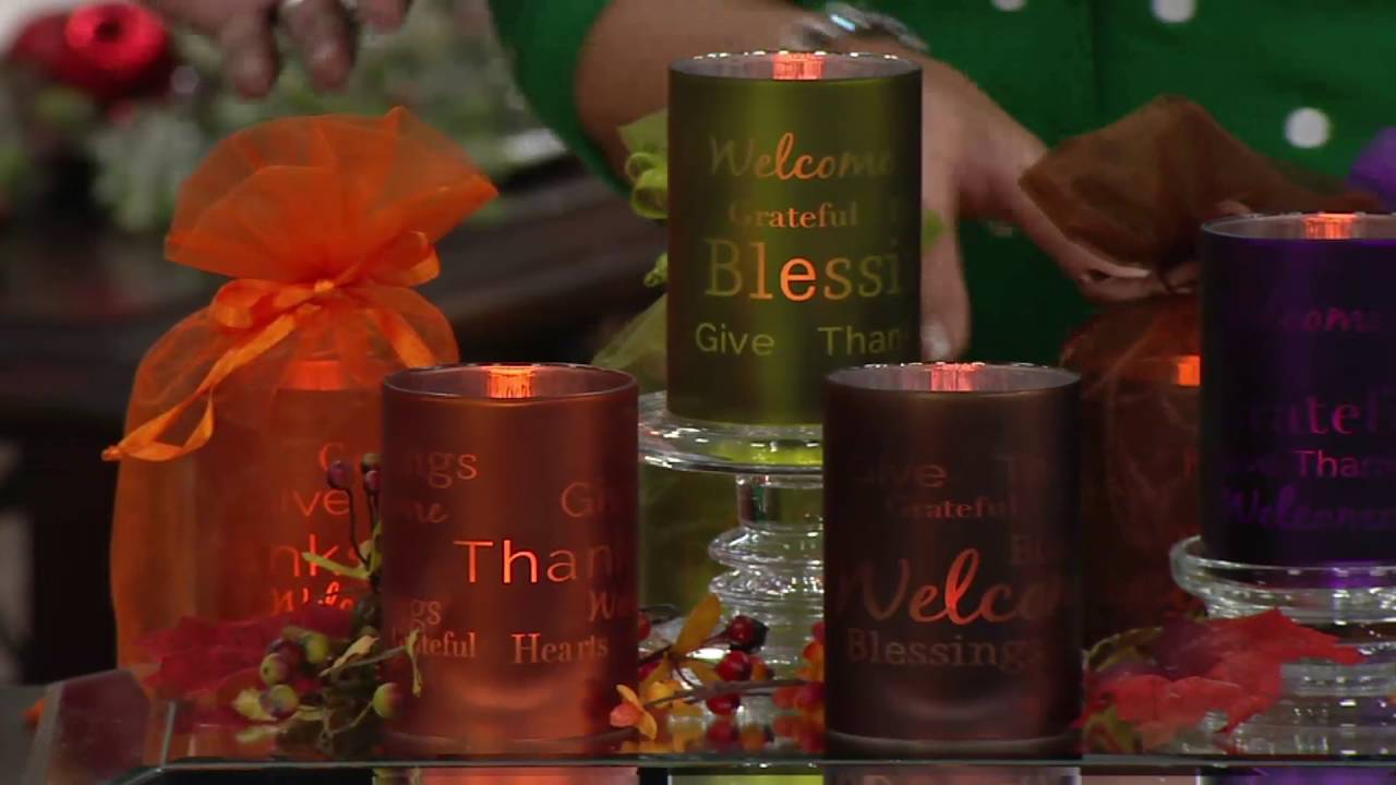 Set of 4 Glass "Words to Live By" Flameless Candles w/ Bags by Valerie