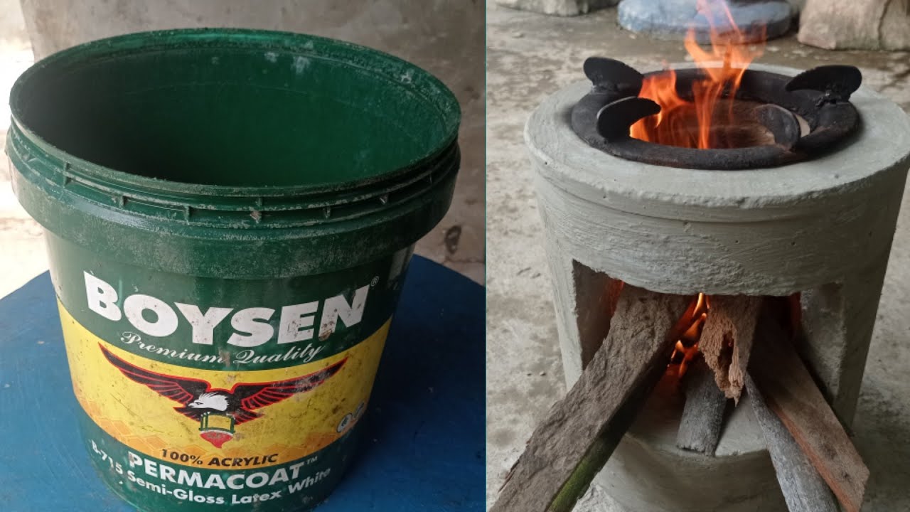 Diy wood stove.making wood stove using cement and paint bucket. YouTube