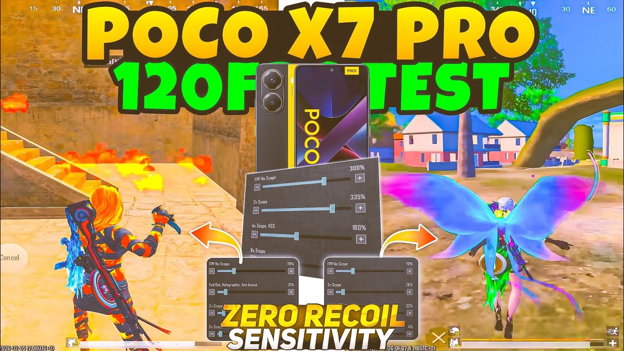 🔥Poco X7 Pro 5G BGMI ( eSports Sensitivity Settings Code ) Test with ...