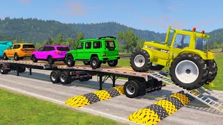 Flatbed Truck Mcqueen - Transportation with Truck - Pothole vs Car #17 BeamNG Drive