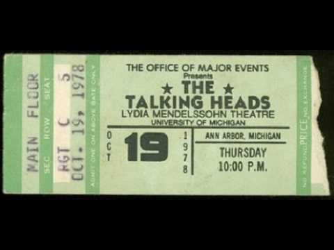 Talking Heads Live at Lydia Mendelssohn Theatre, Ann Arbor, MI, October - 1978 (audio only)