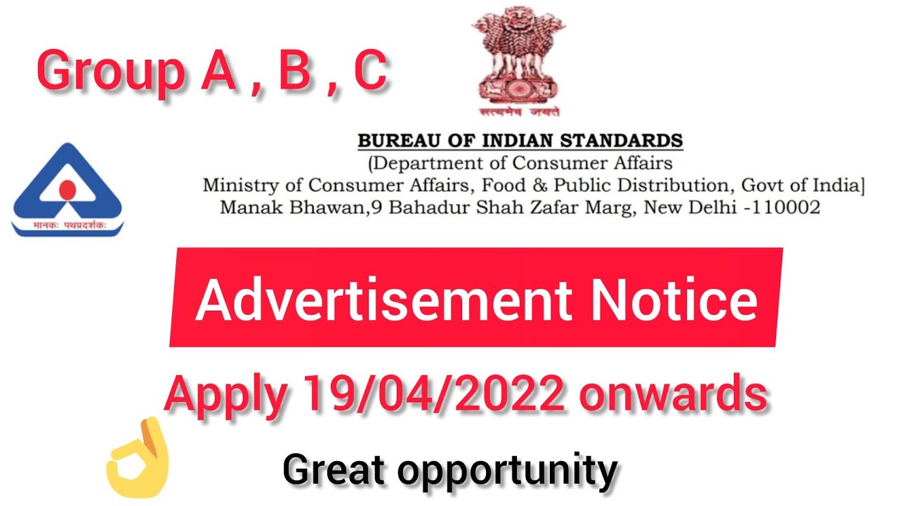 Advertisement Notice|| BIS || Group A, B, C|| Good Salary