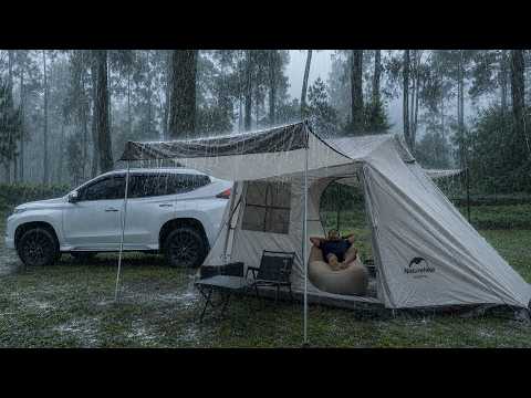 Very Heavy Rain‼️Solo Camping in Heavy Rain ⛈️ ENJOYING BAD WEATHER  FULL DAY HEAVY RAIN