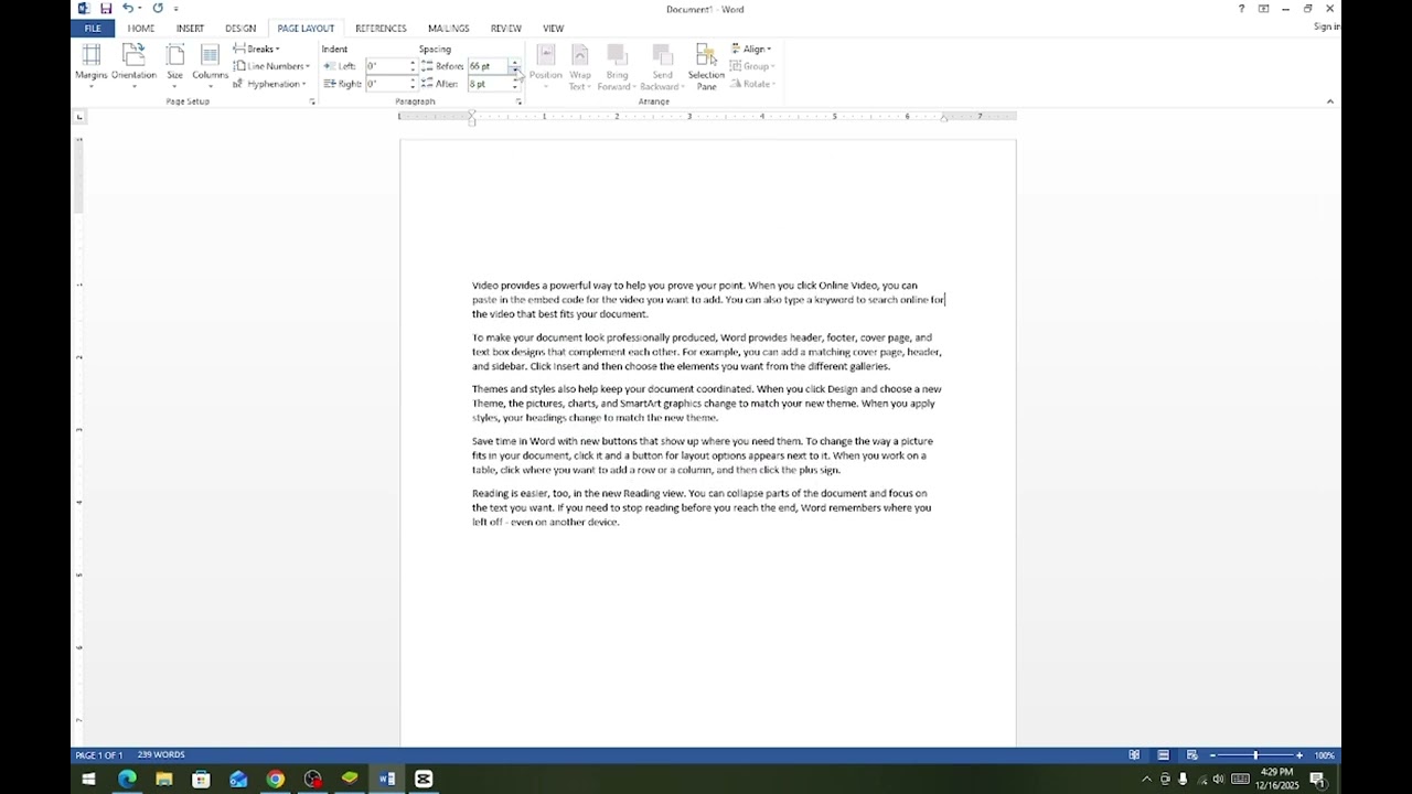 margin and page setting in  MS Word