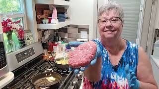 Frying Okra & Hamburger Steaks with Gravy, Pop Jones favorite meal