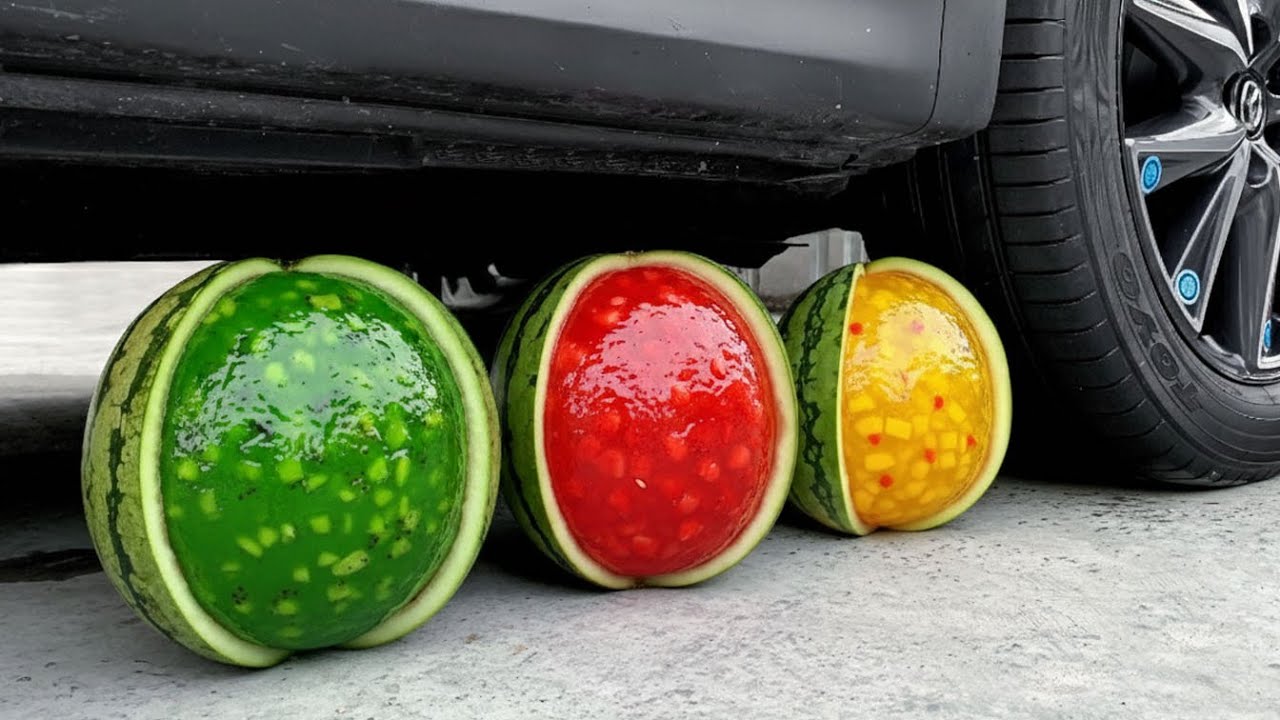 👉 Experiment Gummy Watermelon vs Car ✨ Crushing Crunchy & Soft Things with Car ASMR! HP Crunchy