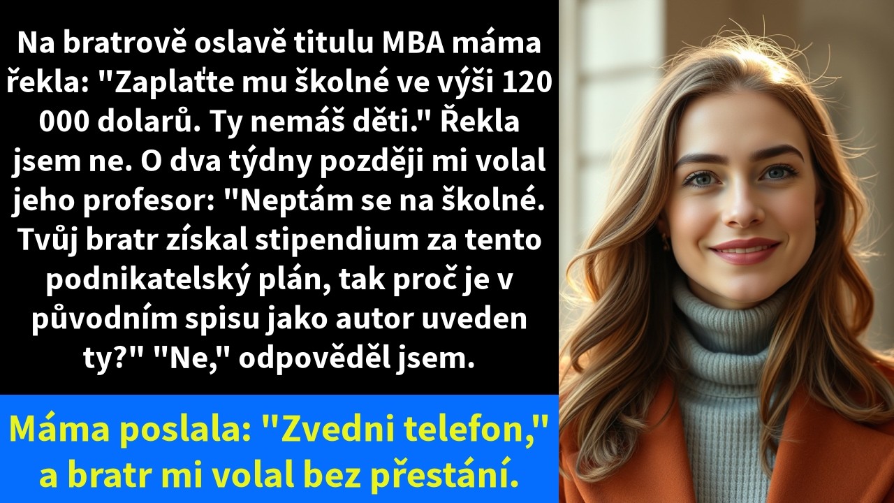 Na oslavě bratrova přijetí na prestižní školu zvedla máma skleničku a oznámila celé rodině: „Page zaplatí jeho školné, 120 000 dolarů. Nemá děti.“ Řekla to, jako by můj život byl v rodinném...