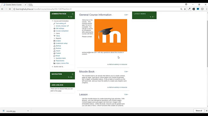 Moodle Tutorial - Update Course Home Page